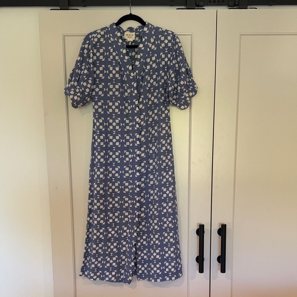 Elegant Blue and White Dress